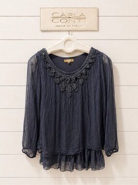 Silk Blend Blouse with Crochet Detail – Carla Conti size S